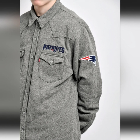 Levi's NFL New England Patriots Western Button-Up Jacket Gray Size Men's Large - Picture 2 of 16